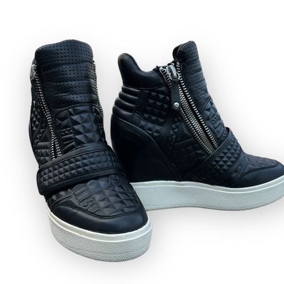 Ash Studded Moto Boots Zipper Leather studs platform RARE Athleisure wedges - Picture 3 of 10